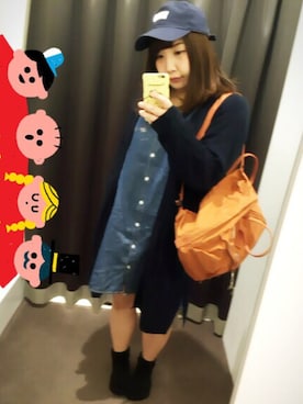 「grn（ジーアールエヌ）のアイテム（帽子）」を使った、mcnskさん（レディース・162cm）の春コーディネート