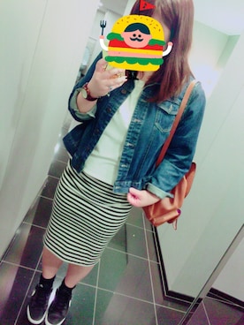 「Re-Jのアイテム（デニムジャケット、ブルー系）」を使った、mcnskさん（レディース・162cm）の春コーディネート