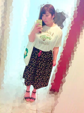 「POU DOU DOU（プードゥドゥ）のアイテム（スカート、ブラック系）」を使った、mcnskさん（レディース・162cm）の夏コーディネート