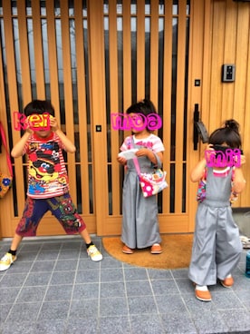 「三兄弟」｜「アイテム（オールインワン・サロペット）」を使った、myumyuｰｰ。さん（キッズ・90cm）の夏コーディネート