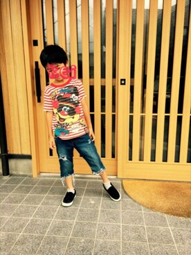 「アイテム（ラッピングキット、レッド系）」を使った、myumyuｰｰ。さん（キッズ・90cm）の夏コーディネート