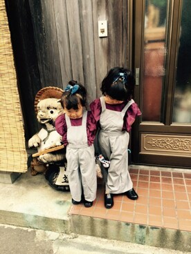 「GLOBAL WORK（グローバルワーク）のアイテム（オールインワン・サロペット）」を使った、myumyuｰｰ。さん（キッズ・90cm）の秋コーディネート