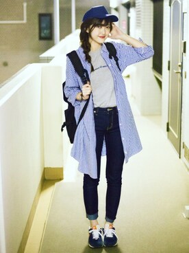 「shuca（シュカ）のアイテム（トップス）」を使った、プチプラのあやさん（レディース・167cm）の春コーディネート