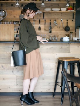 「Cookie Chocolate（クッキーチョコレート）のアイテム（帽子）」を使った、プチプラのあやさん（レディース・167cm）の秋コーディネート