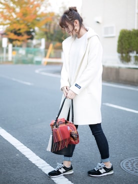 「UNIQLO（ユニクロ）のWOMEN ウルトラストレッチジーンズ（デニムパンツ）」を使った、プチプラのあやさん（レディース・167cm）の秋コーディネート