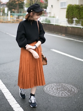 「Cookie Chocolate（クッキーチョコレート）のアイテム（帽子）」を使った、プチプラのあやさん（レディース・167cm）の秋コーディネート