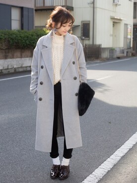 「titivate（ティティベイト）のアイテム（チェスターコート）」を使った、プチプラのあやさん（レディース・167cm）の冬コーディネート
