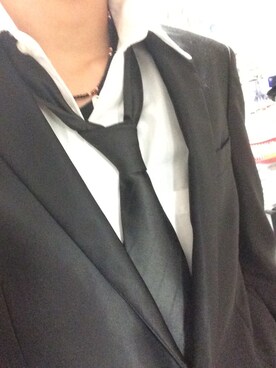 「no brand（ノーブランド）のアイテム（フォーマルスーツ/小物、ブラック系）」を使った、Shomaさん（メンズ）の秋コーディネート