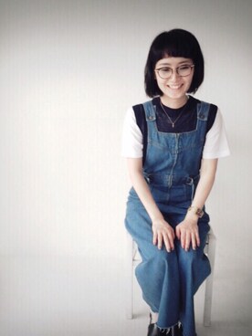 「SHEL’TTER（シェルター）のアイテム（オールインワン・サロペット）」を使った、satomanさん（レディース・165cm）の夏コーディネート