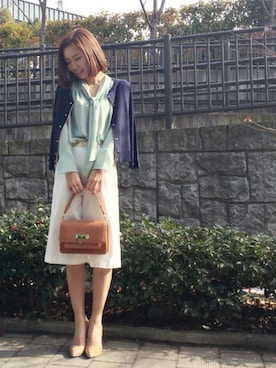 「アイテム（パンプス、イエロー系）」を使った、しみおさん（レディース・160cm）の春コーディネート