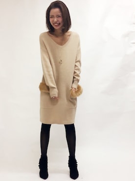 「Vネック」｜しみおさん（レディース・160cm）の秋コーディネート