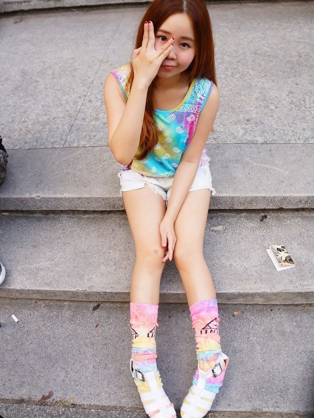 「セットアップ、ZARA、GU、UNIF、セーラーカラー、tie、Tainan、streetstyle、fashion blogger、KAKUKAI」｜「GUのアイテム（サンダル、ホワイト系）」を使った、KAKUKAI 郭家惟さん（レディース・155cm）の夏コーディネートの1枚目の写真