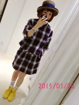 「MINIMUM（ミニマム）のアイテム（帽子）」を使った、のんさん（レディース・158cm）の春コーディネート