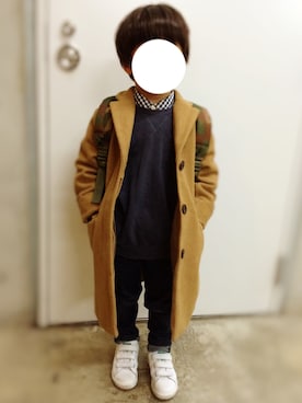 「アイテム（チェスターコート、イエロー系）」を使った、Y・Kさん（キッズ・100cm）の冬コーディネート
