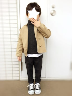 「green label relaxing（グリーンレーベルリラクシング）のアイテム（トレンチコート）」を使った、Y・Kさん（キッズ・110cm）の春コーディネート