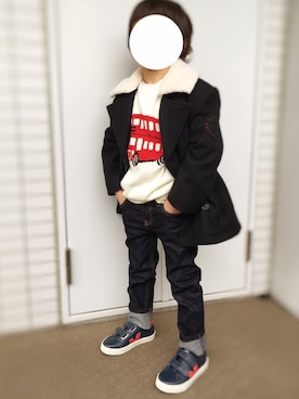 「kids」｜「アイテム（ピーコート）」を使った、Y・Kさん（キッズ・110cm）の秋コーディネート