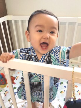 「KIDS FASHION STATIONのアイテム（浴衣、その他）」を使った、たー☀️さん（キッズ・80cm）の夏コーディネート