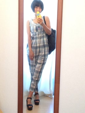 「ricori（リコリ）のアイテム（オールインワン・サロペット）」を使った、ナオさん（レディース・162cm）の夏コーディネート