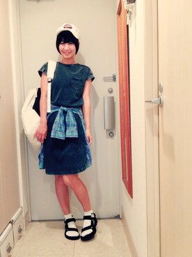 「FLASH REPORT（フラッシュリポート）のアイテム（バッグ）」を使った、ナオさん（レディース・162cm）の夏コーディネート