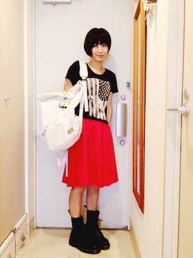 「FLASH REPORT（フラッシュリポート）のアイテム（バッグ）」を使った、ナオさん（レディース・162cm）の夏コーディネート