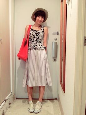 「ricori（リコリ）のアイテム」を使った、ナオさん（レディース・162cm）の夏コーディネート