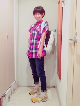 「FLASH REPORT（フラッシュリポート）のアイテム（バッグ）」を使った、ナオさん（レディース・162cm）の夏コーディネート