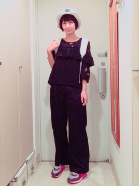 「FLASH REPORT（フラッシュリポート）のアイテム（バッグ）」を使った、ナオさん（レディース・162cm）の夏コーディネート