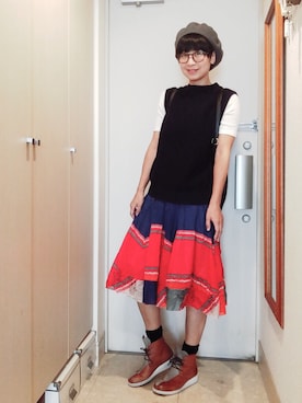 「BLUE BLUE（ブルーブルー）のアイテム（レッグウェア）」を使った、ナオさん（レディース・162cm）の秋コーディネート