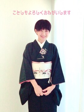 「正月」｜「アイテム（浴衣）」を使った、ナオさん（レディース・162cm）の冬コーディネート