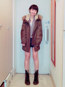「HARE（ハレ）のアイテム（モッズコート）」を使った、ナオさん（レディース・162cm）の冬コーディネート
