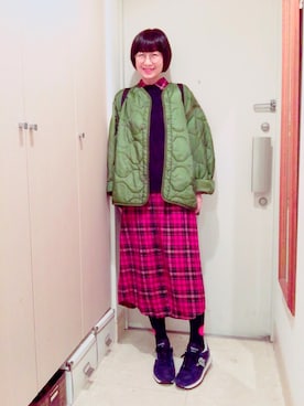 「BLUE BLUE（ブルーブルー）のアイテム（レッグウェア）」を使った、ナオさん（レディース・162cm）の冬コーディネート