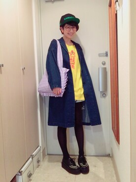 「アイテム（ピアス（片耳用）、オレンジ系）」を使った、ナオさん（レディース・162cm）の春コーディネート