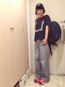 「45R」｜「アイテム（キャップ）」を使った、ナオさん（レディース・162cm）の夏コーディネート