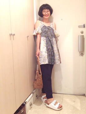 「ricori（リコリ）のアイテム」を使った、ナオさん（レディース・162cm）の夏コーディネート