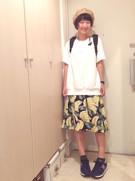 「麦わらベレー帽」｜ナオさん（レディース・162cm）の夏コーディネート