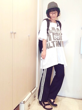 「ジャージーパンツ」｜「アイテム（ワンピース/ドレス）」を使った、ナオさん（レディース・162cm）の夏コーディネート