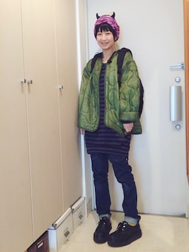 「ハロウィン」｜「アイテム（ミリタリージャケット）」を使った、ナオさん（レディース・162cm）の秋コーディネート