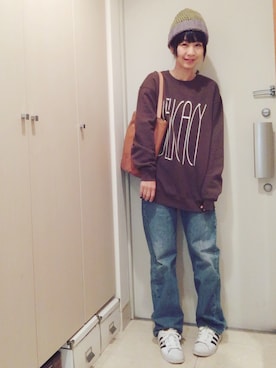 「505」｜「アイテム（スニーカー）」を使った、ナオさん（レディース・162cm）の冬コーディネート