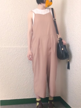 「アイテム（つなぎ/オールインワン、ベージュ系）」を使った、katoma☆さん（レディース・161cm）の夏コーディネート