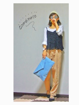 「しまむら（シマムラ）のアイテム（パンツ）」を使った、たっきー◡̈❤︎さん（レディース・149cm）の春コーディネート