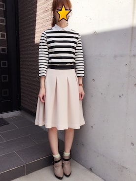 「柄×柄」｜「アイテム（ブーティ）」を使った、kanaさん（レディース・161cm）の春コーディネート
