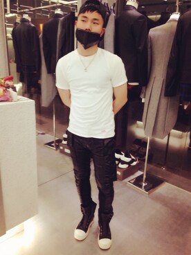 「DRKSHDW by RICK OWENS（ダークシャドウ バイ リックオウエンス）のアイテム（その他シューズ）」を使った、Chauさん（メンズ・173cm）の春コーディネート