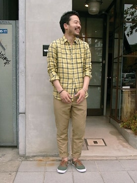 「GENERIC SURPLUS（ジェネリックサープラス）のアイテム（スニーカー）」を使った、KEISUKEさん（メンズ・173cm）の春コーディネート