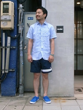 「GENERIC SURPLUS（ジェネリックサープラス）のアイテム（スニーカー）」を使った、KEISUKEさん（メンズ・173cm）の夏コーディネート