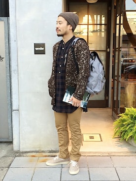 「nonnative（ノンネイティブ）のアイテム（ニットキャップ/ビーニー）」を使った、KEISUKEさん（メンズ・173cm）の秋コーディネート