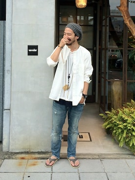 「nonnative（ノンネイティブ）のアイテム（帽子）」を使った、KEISUKEさん（メンズ・173cm）の夏コーディネート