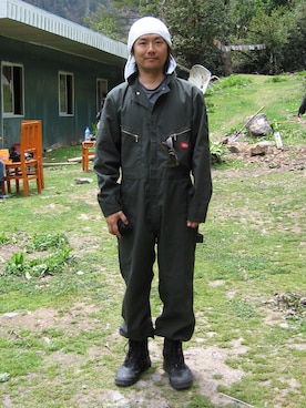 「アイテム（つなぎ/オールインワン）」を使った、Takashi TOGAWAさん（メンズ・168cm）の夏コーディネート