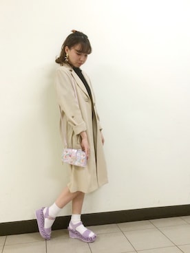 「Honey Salon（ハニーサロン）のアイテム（その他アウター）」を使った、IZUMIさん（レディース・155cm）の冬コーディネート