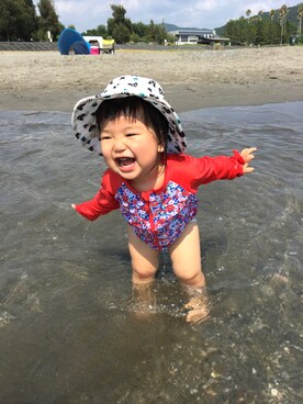 「アイテム（水着、レッド系）」を使った、haluさん（キッズ・80cm）の秋コーディネート