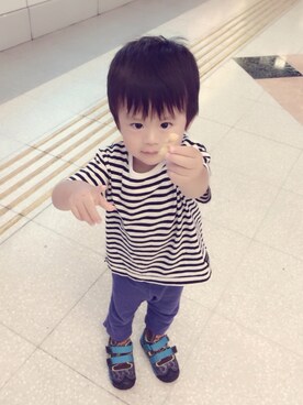 「ボーダーTシャツ」｜Kさん（キッズ・90cm）の春コーディネート